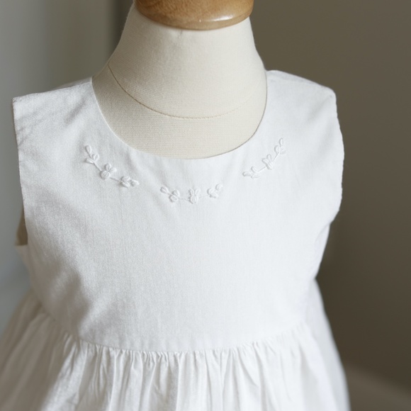 Strasburg Dress White Cotton Ivory Micro Floral Lace Vacation Beach Portrait - Picture 3 of 9